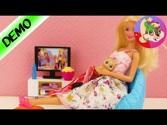 芭比娃娃 barbie 慵懒舒服电视机沙发猫咪咖啡玩具套装